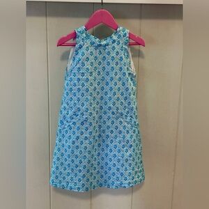 Oscar de la Renta Girls Turquoise Patterned Sleeveless Dress